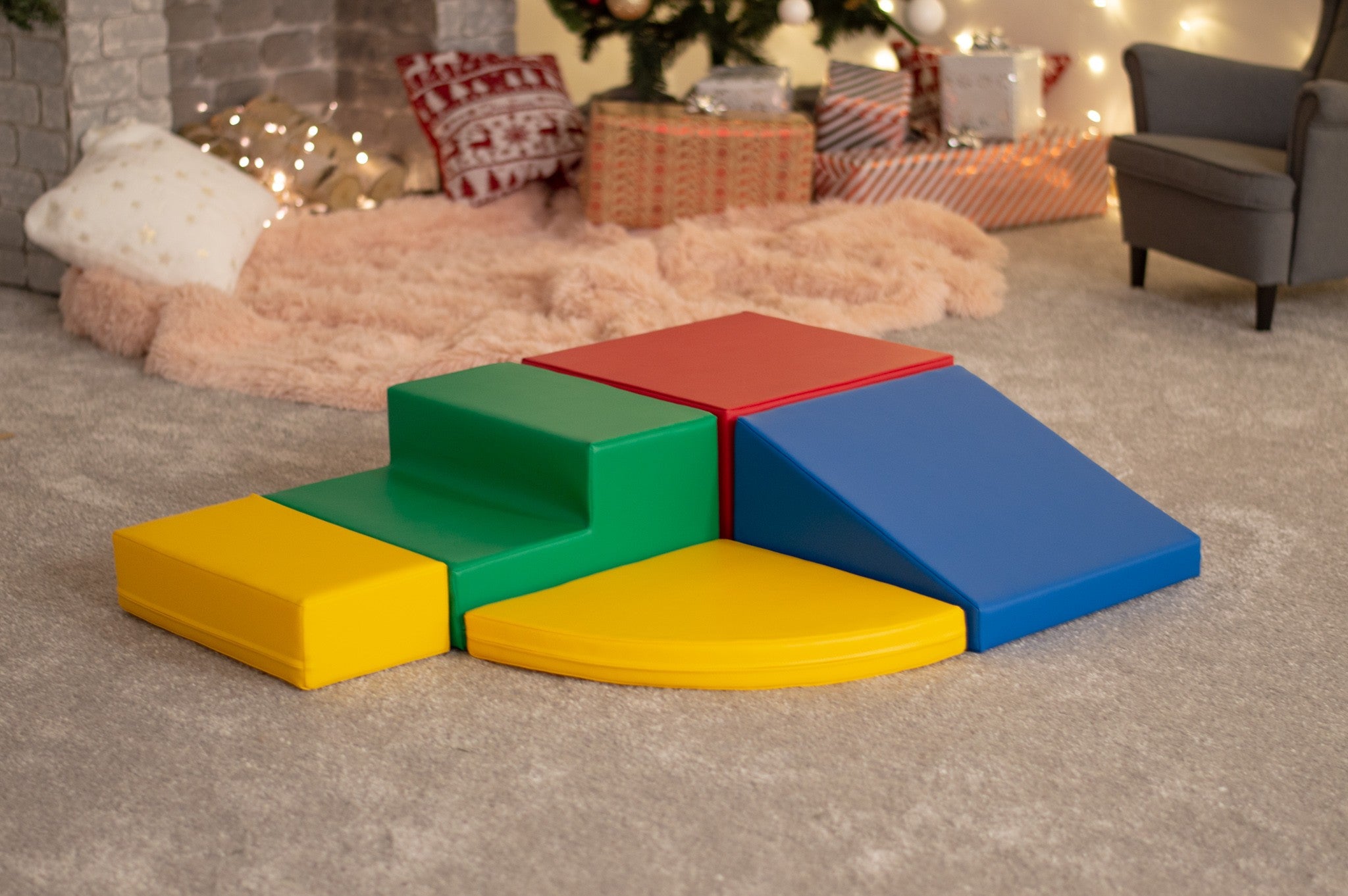 Soft Play 5 Foam Block Set - Multi Color Corner Climber