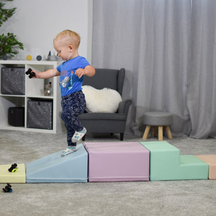 Soft Play 5 Foam Block Set - Light Pastel Corner Climber