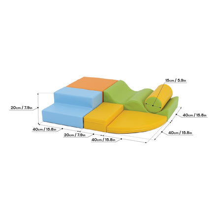 Soft Play 6 Foam Block Set - Light Multicolor Explorer