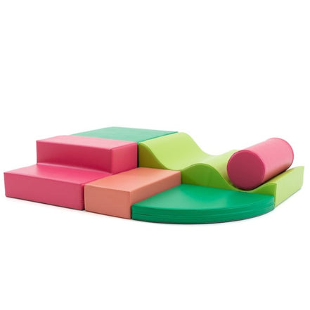 Soft Play 6 Foam Block Set - Pink & Green Explorer