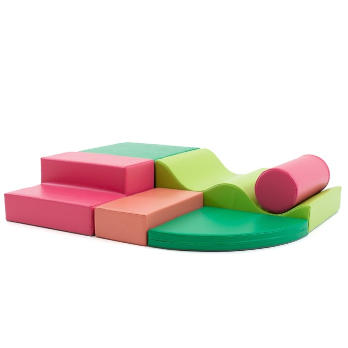 Soft Play 6 Foam Block Set - Pink & Green Explorer