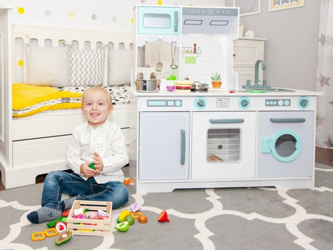 Large Wooden Play Kitchen with Accessories
