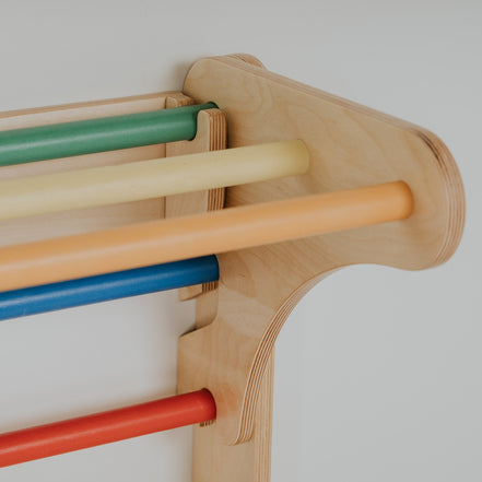 Pikler Triangle Climber with Swedish Wall Add-On (Ages 6m–7y) - Rainbow