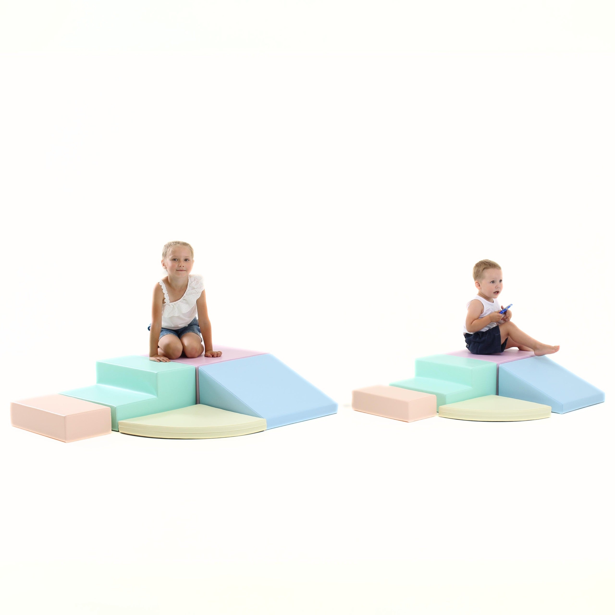 Soft Play 5 Foam Block Set - Light Pastel Corner Climber XL