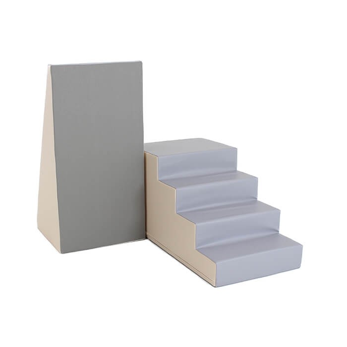 Soft Play Step and Slide Set - Beige and Grey