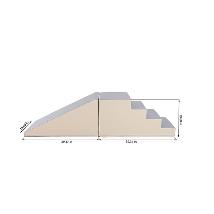 Soft Play Step and Slide Set - Beige and Grey