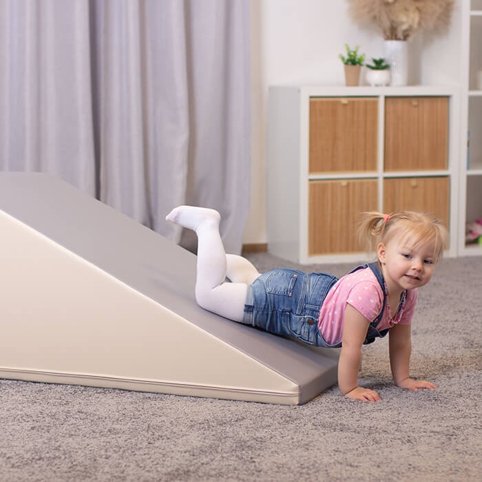 Soft Play Step and Slide Set - Beige and Grey