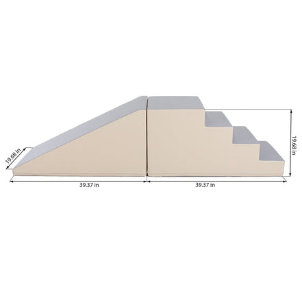 Soft Play Step and Slide Set - Beige and Grey