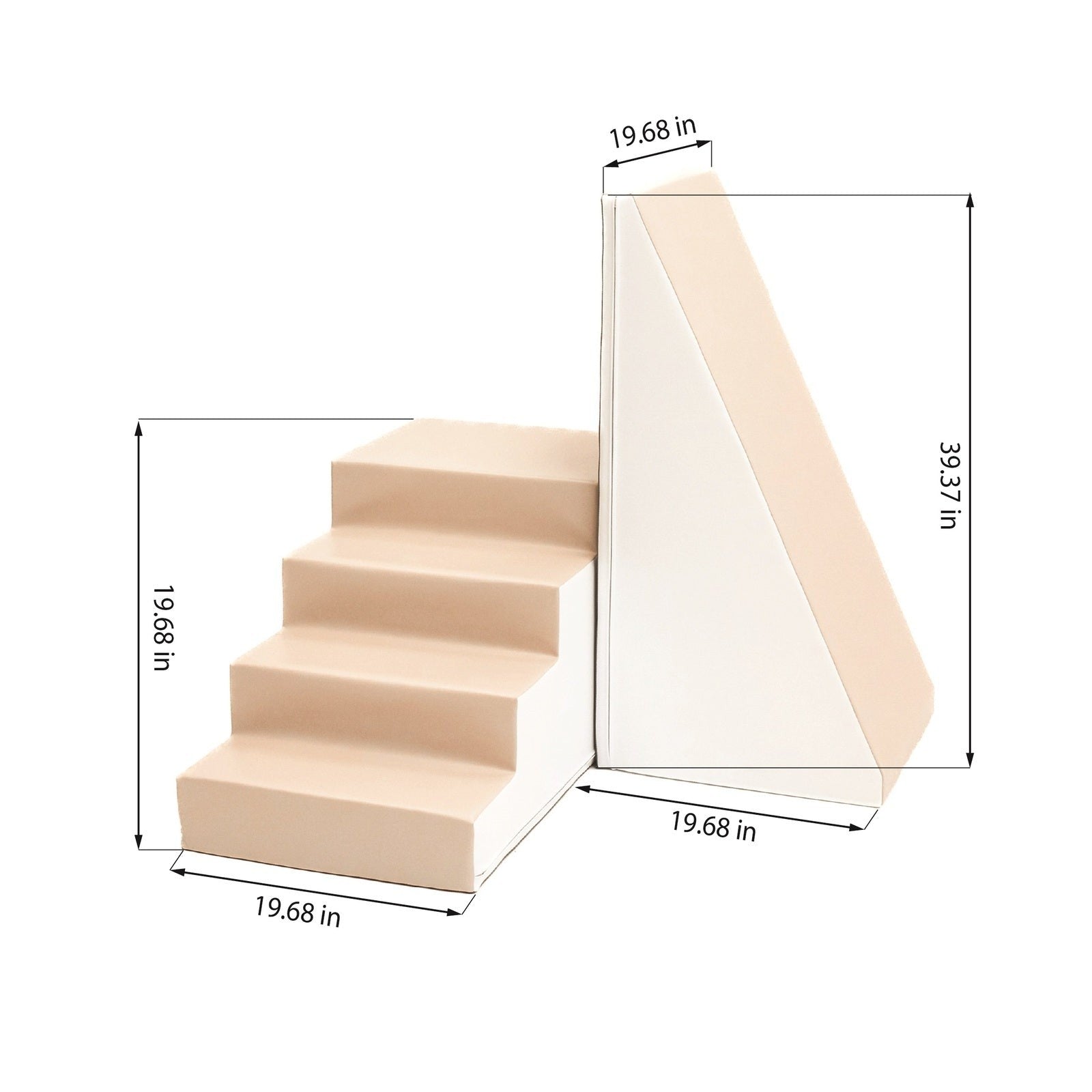 Soft Play Step and Slide Set - White and Beige